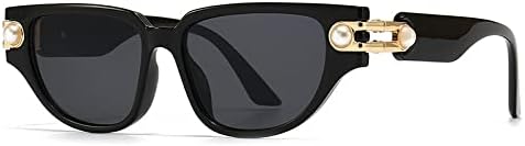 

Модные ретро-солнцезащитные очки «кошачий глаз» для женщин, стильные солнцезащитные очки в маленькой оправе с жемчужным блеском и защитой от УФ-излучения UV400 MTZJH, C1