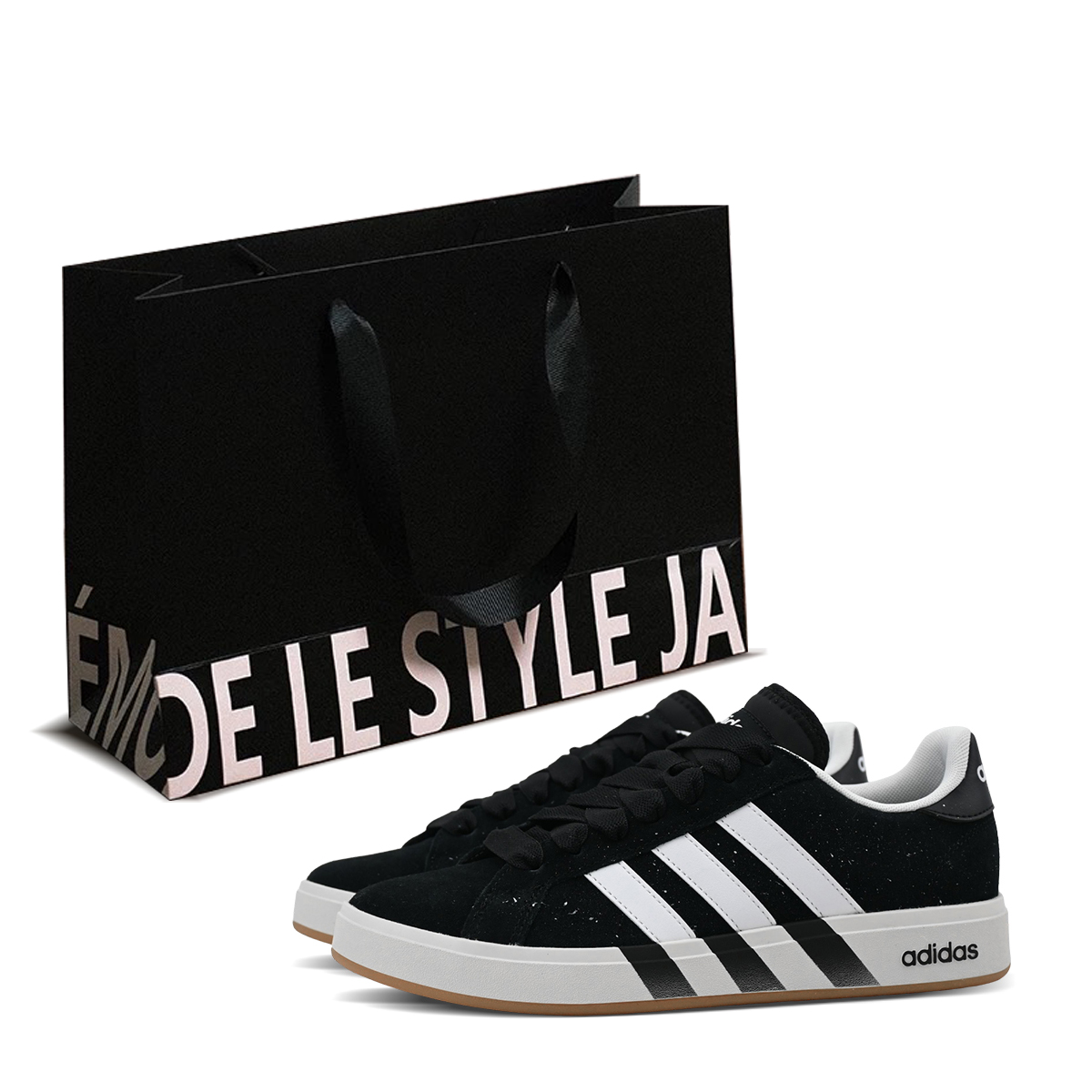 

Adidas Сумка для покупок Grand Court Base 00s Starry Night, износостойкие низкие кеды для скейтбординга, унисекс, бежевые с черными элементами