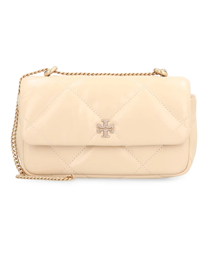 

Миниатюрная кожаная сумка через плечо Diamond Tory Burch, бежевый
