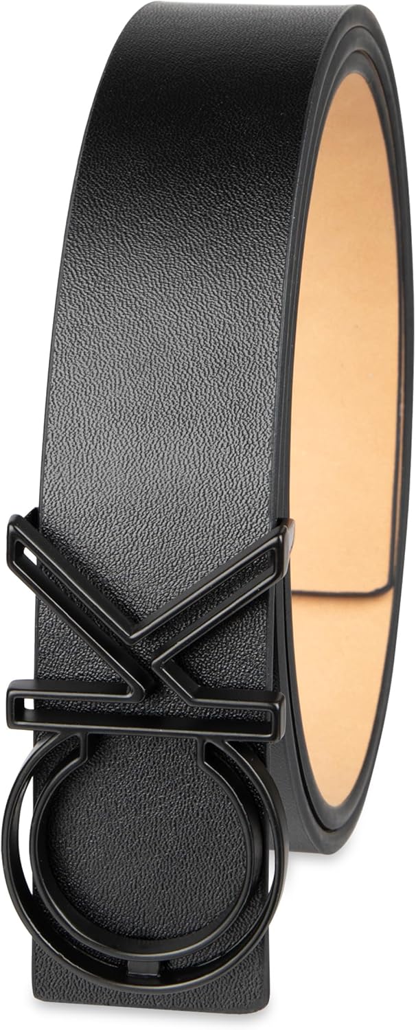 

Ремень Calvin Klein Men's CK Monogram Cut Out Buckle с пряжкой - повседневный ремень для джинсов и повседневной одежды, Double Black