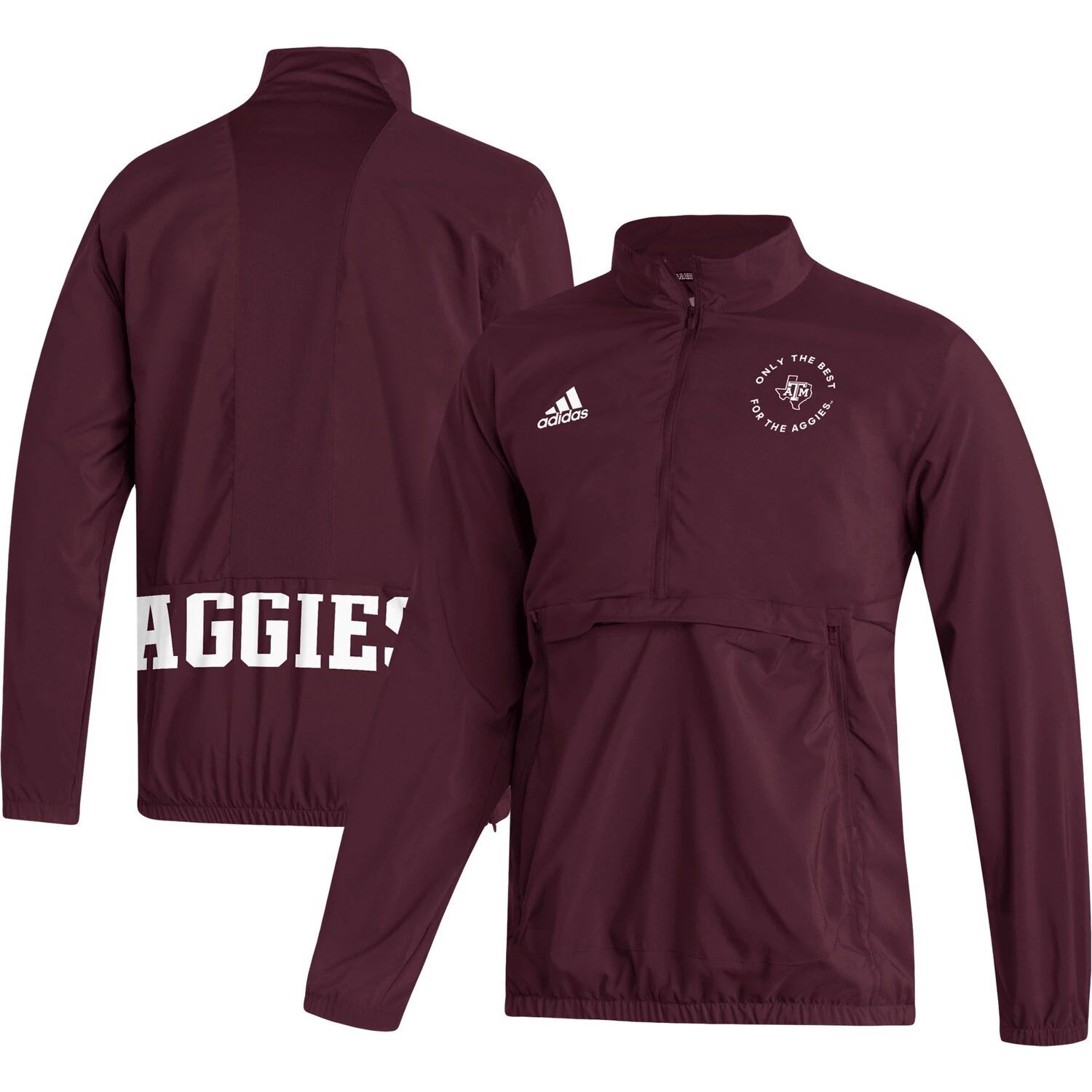 

Мужская темно-бордовая куртка Texas A&M Aggies AEROREADY с молнией до половины adidas, Красный, Мужская темно-бордовая куртка Texas A&M Aggies AEROREADY с молнией до половины adidas