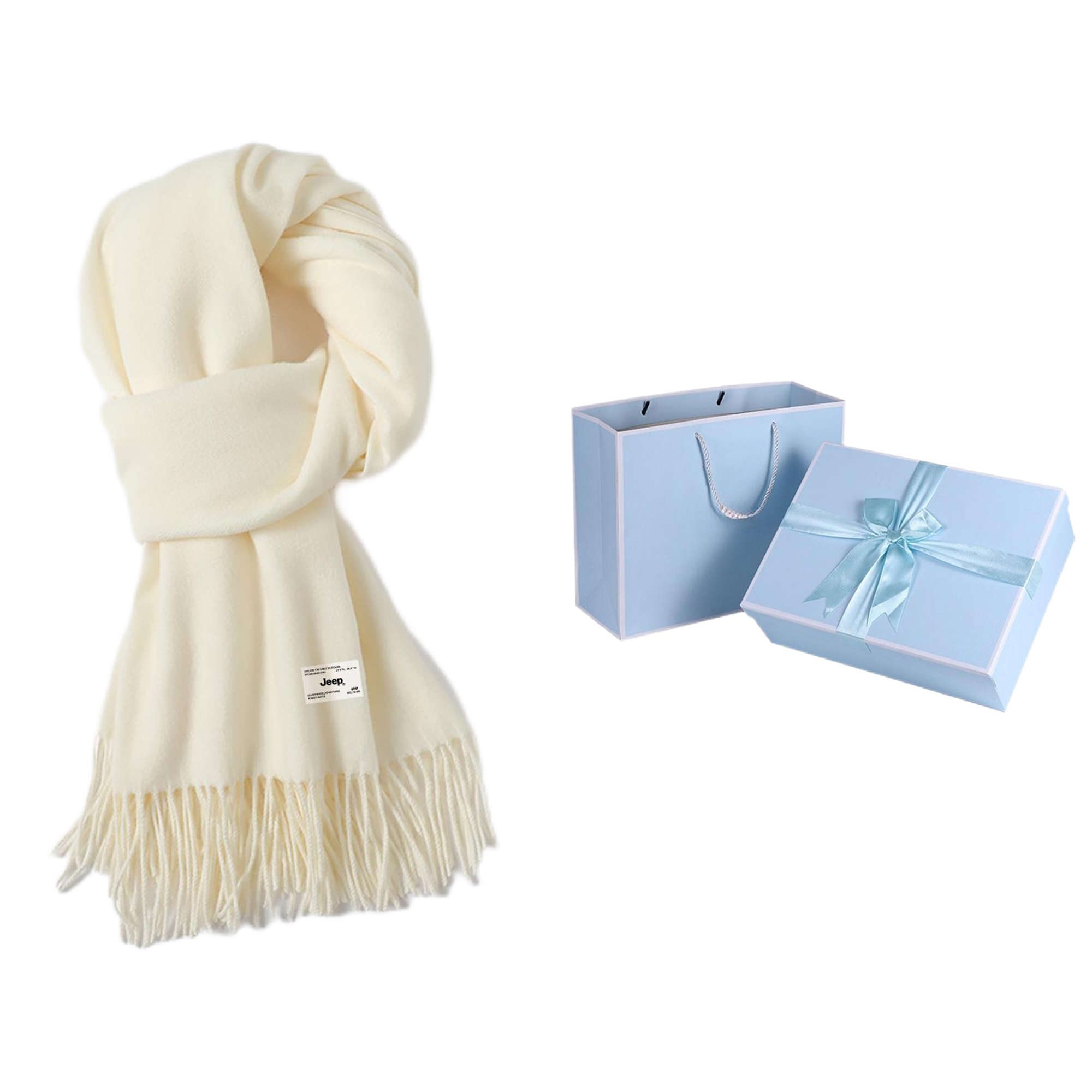 

Jeep Акриловый вязаный шарф унисекс, Milk White Blue Gift Box Set