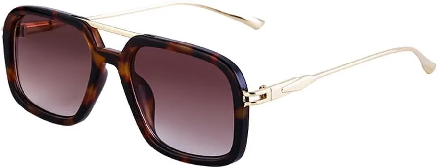 

Мужские солнцезащитные очки для вождения с двойной перемычкой, ретро-эффект, градиентные линзы, защита от ультрафиолета UV400 HVTVTLA, Leopard Tea Gradient