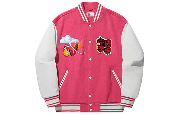 

LiNing Бейсбольная куртка мужская сливово-красная бежево-белая, Raspberry Red Ecru