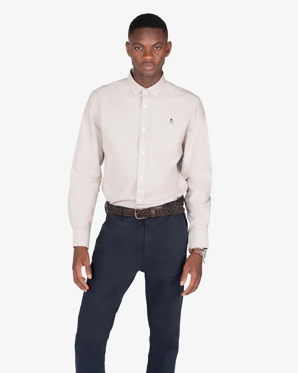 

Мужская рубашка с длинным рукавом из хлопка, однотонная Harper & Neyer, бежевый