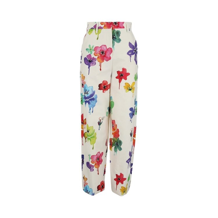 

Брюки Off-White Floral Print Straight Pants, белый