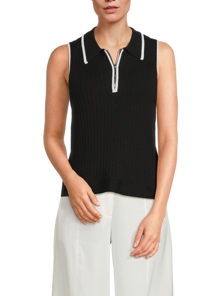 

Жилет-свитер в рубчик Saks Fifth Avenue, цвет Black Frost White