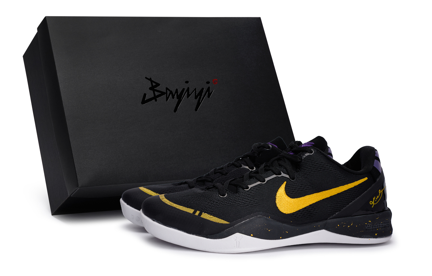 Кроссовки Nike Kobe 8 противоскользящие износостойкие амортизирующие низкие унисекс черные золотые фиолетовые