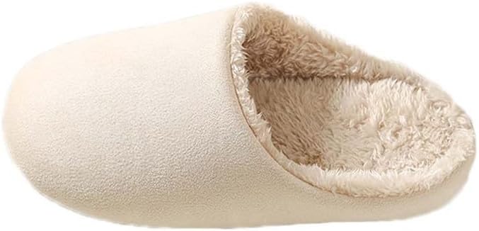 

JadeRich Женские и мужские тапочки из цельного замша для дома, с теплым мягким флисовым верхом, бесшумной подошвой и толстой стелькой, белый