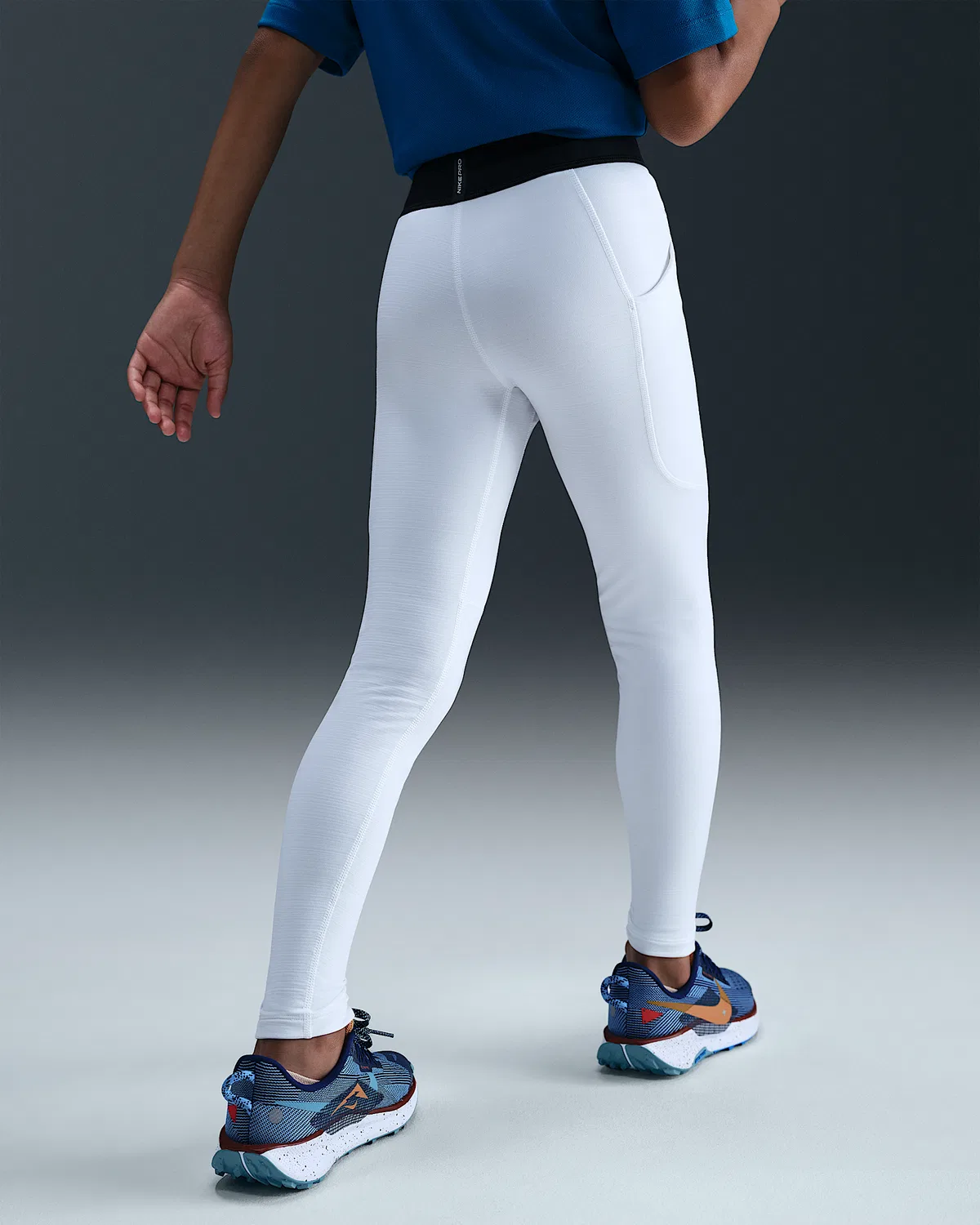 Детские компрессионные леггинсы Nike Pro Dri-FIT, White/Black — фото 3
