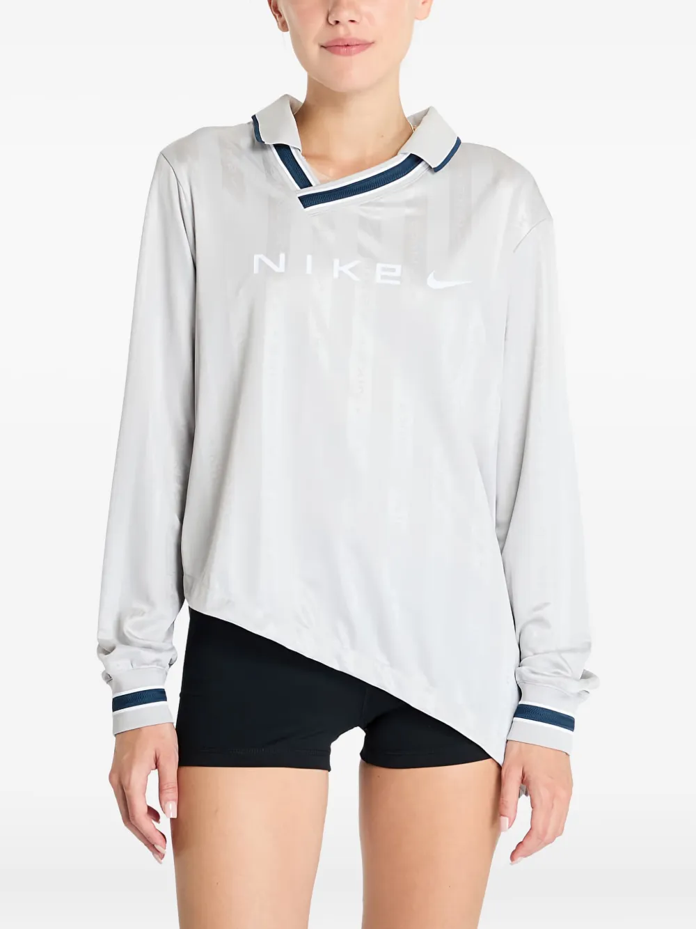 

Жаккардовый топ-поло с длинными рукавами Nike, серый