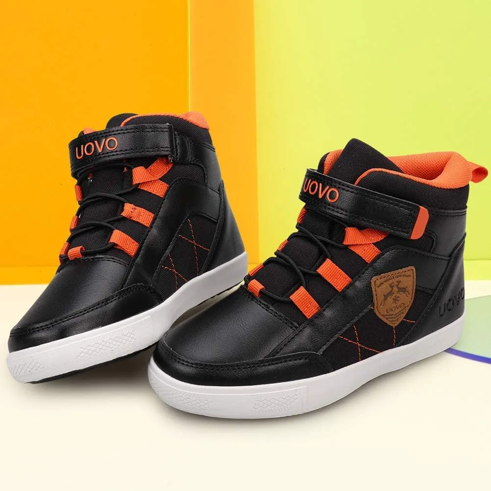 

Детские ботинки UOVO для мальчиков, водонепроницаемые, с нескользящей подошвой, средние по высоте, для скейтборда, спортивные (для малышей/старших детей), черный