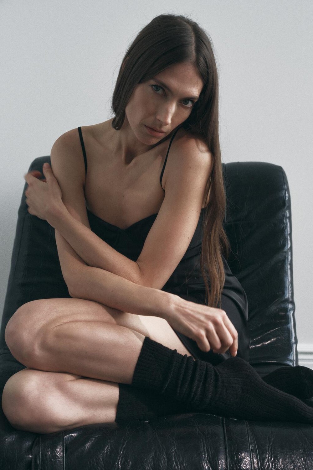 

Длинные носки в рубчик ZARA, черный