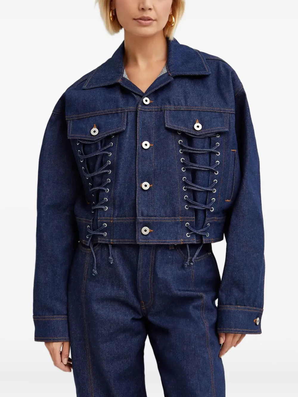 

Джинсовая куртка со шнуровкой Jean Paul Gaultier, синий