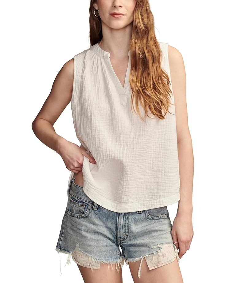 

Рубашка Lucky Brand Sleeveless Popover Shirt, цвет Bright White