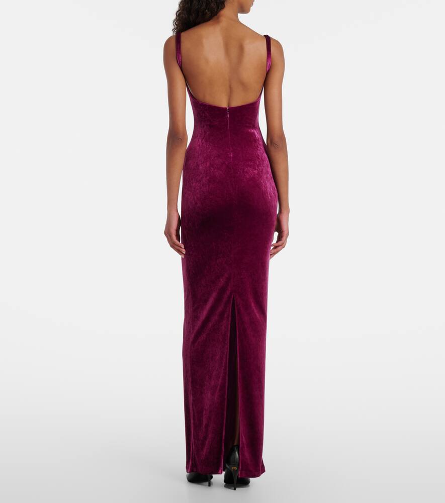 Вечернее платье из бархата с открытой спиной Balenciaga, Plum — фото 3