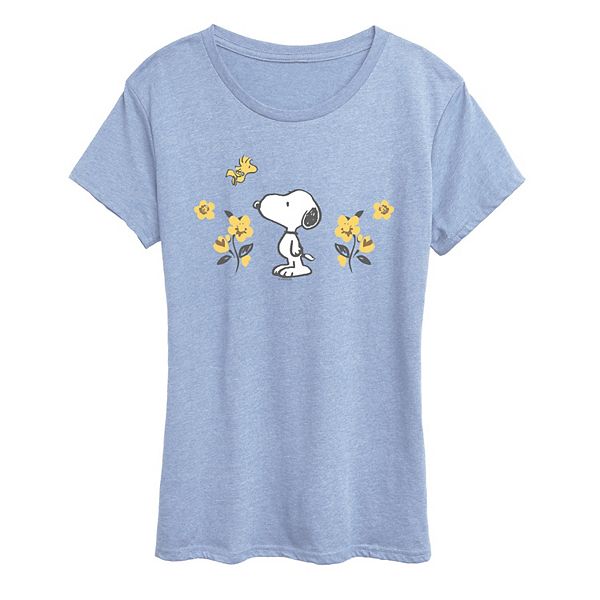 

Футболка женская с принтом Peanuts Snoopy & Woodstock Licensed Character, Heather Chambray Blue, Коричневый, Футболка женская с принтом Peanuts Snoopy & Woodstock Licensed Character, Heather Chambray Blue