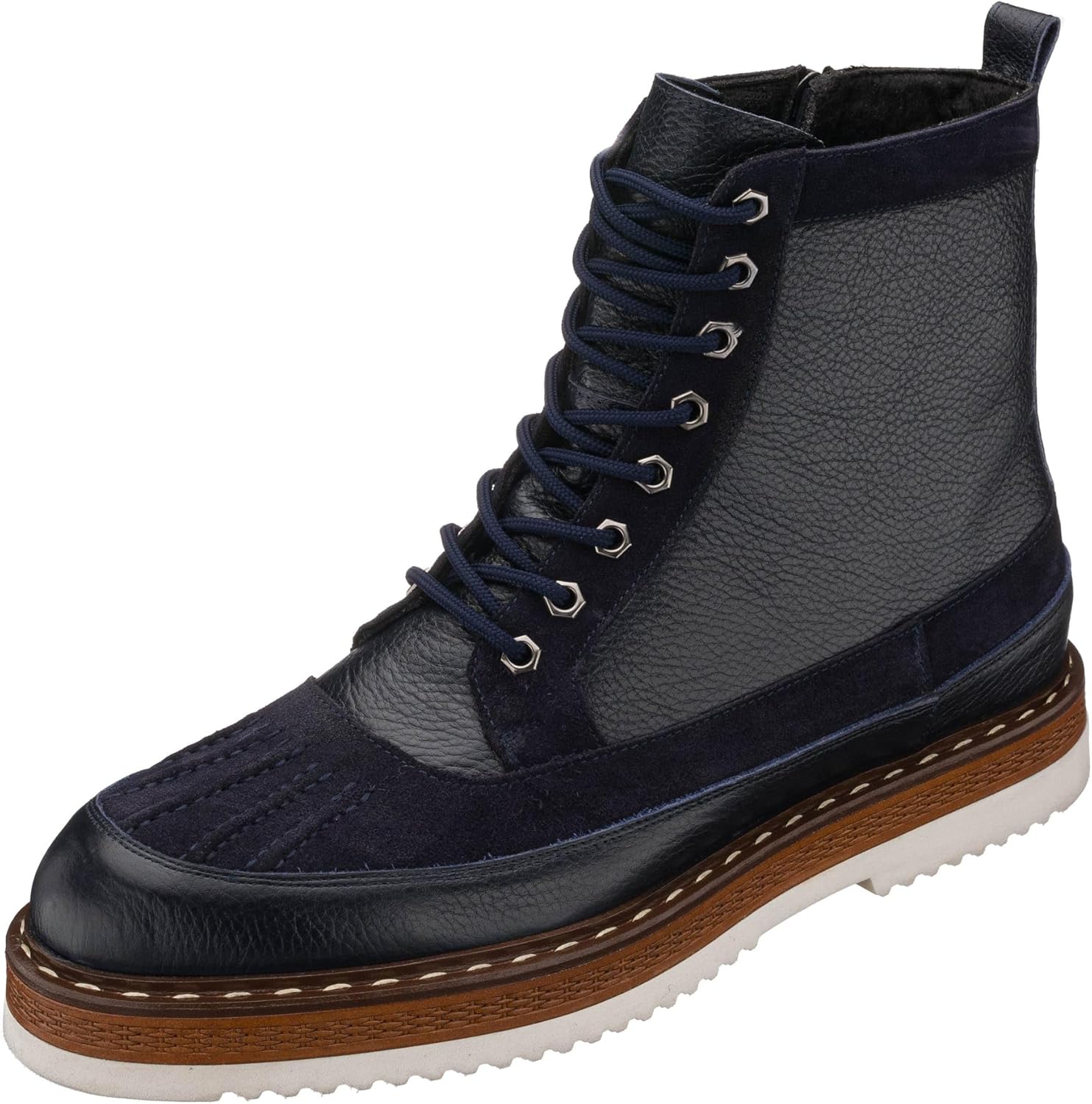 

Мужские повседневные ботинки DALGALA из натуральной кожи и замши темно-синего цвета ручной работы с шнуровкой и боковой молнией, модные мужские армейские ботинки