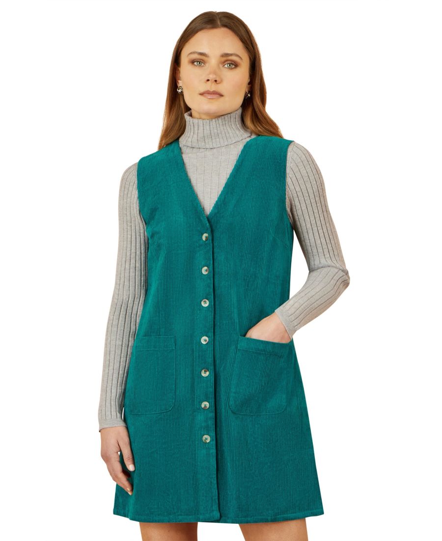 

Женское вельветовое платье-туника с карманами Yumi, Teal