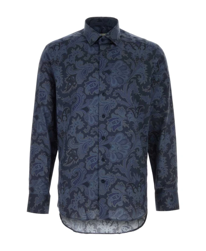 

Рубашка из атласа с принтом Etro, синий