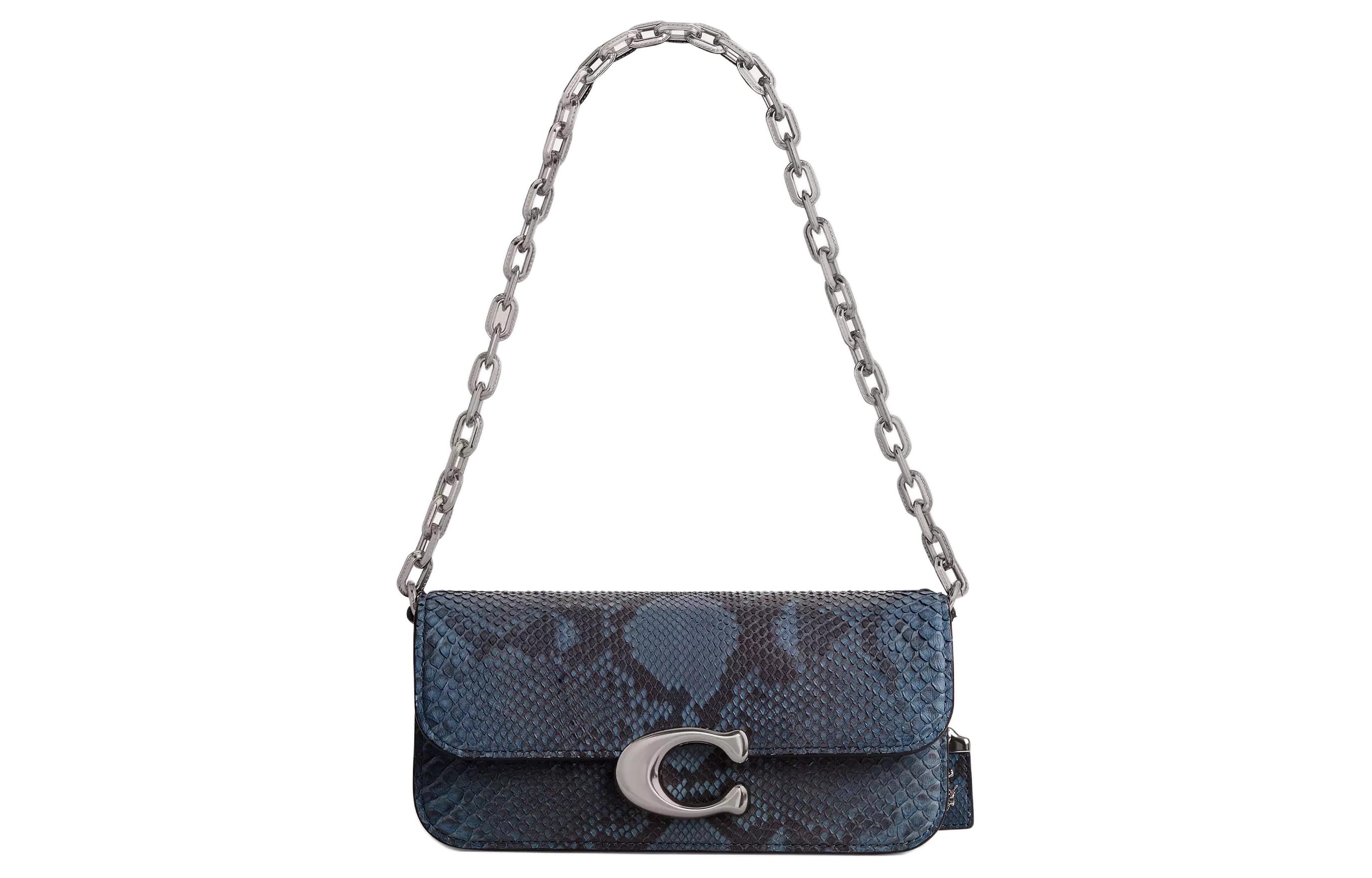 

IDOL Python Skin Сумка-багет, Женская Серебряная Джинсовая Сумка Через Плечо COACH