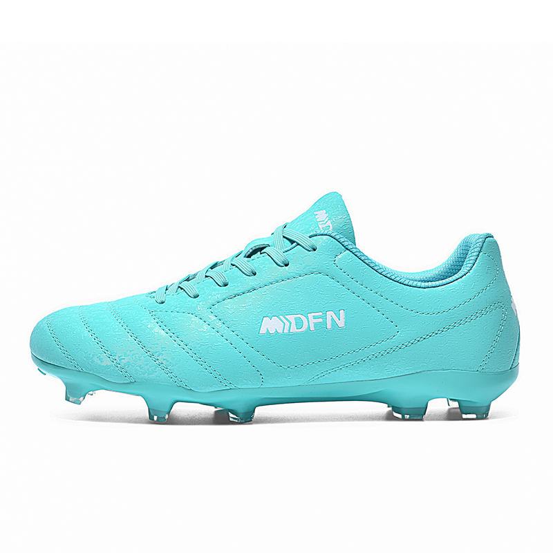 

Противоскользящие, легкие, с амортизацией, обеспечивающие баланс, поддержку, износостойкие, низкие детские футбольные бутсы Robinhood, aqua[long stud]