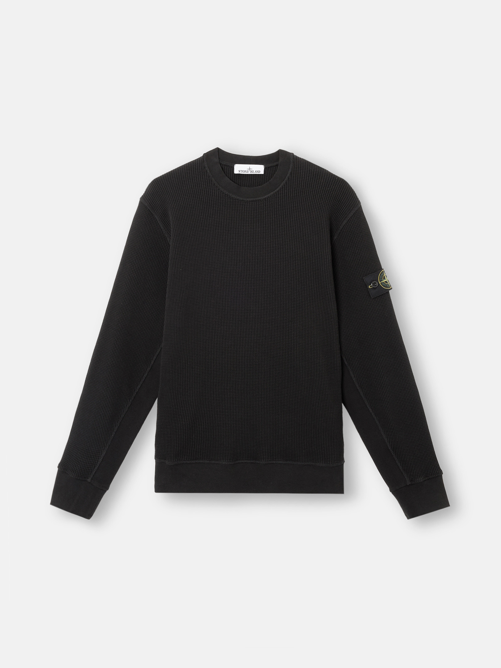 

Толстовка с круглым вырезом и ребристыми деталями Stone Island 6100008 ORGANIC COTTON WAFFLE FLEECE, черный