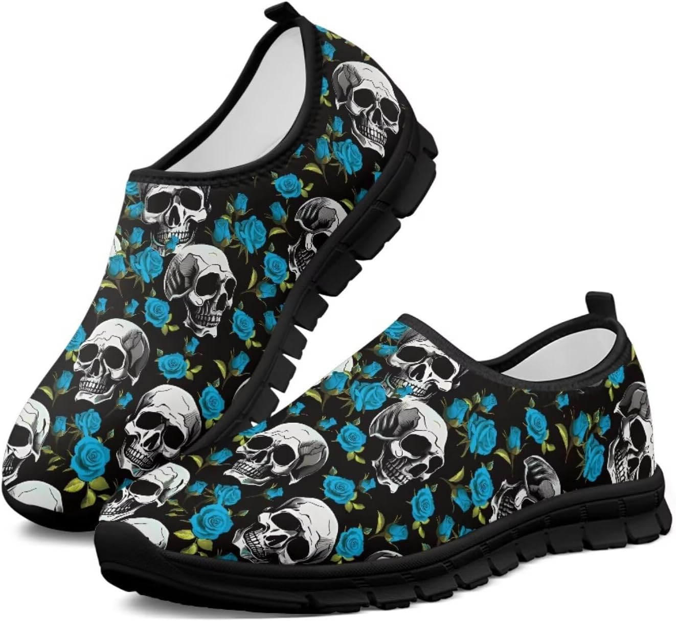 

Женские кроссовки и мокасины Skull Walking: повседневные, теннисные, плоские, для работы, с широким носком, для вождения и хайкинга Ecaestolph, черный/синий