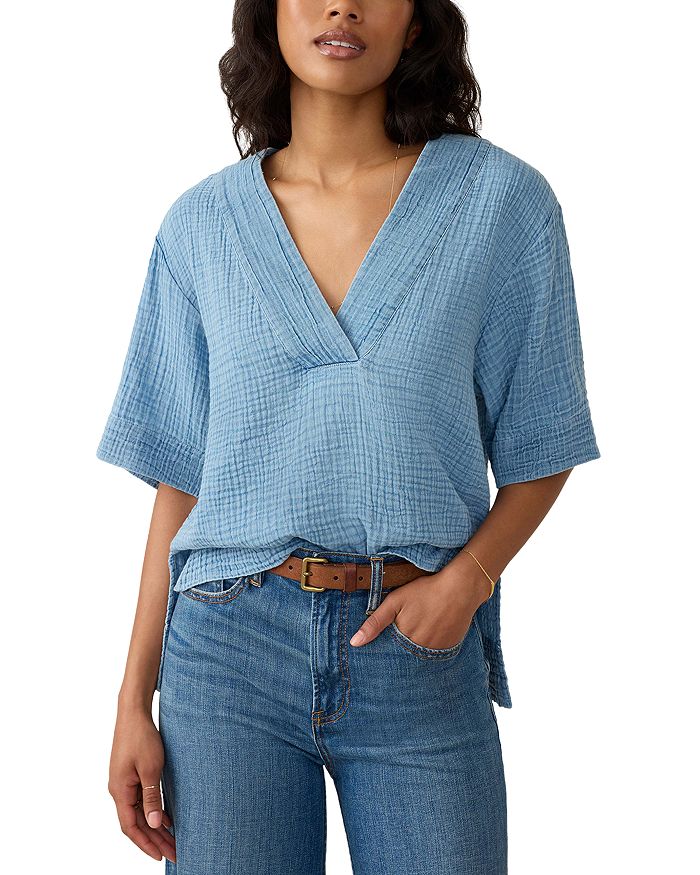 

Топ из хлопкового газа свободного кроя Dune Relaxed Fit Faherty, синий