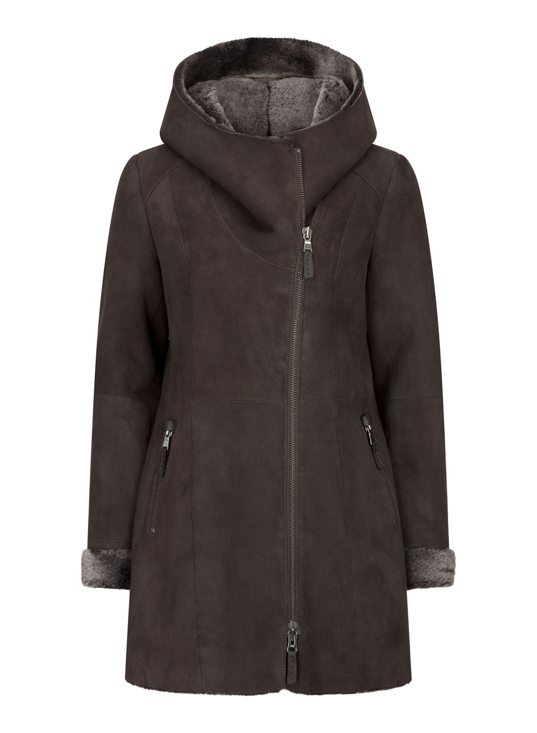 

Пальто из овчины с капюшоном Toscana Suede TruClothing, коричневый
