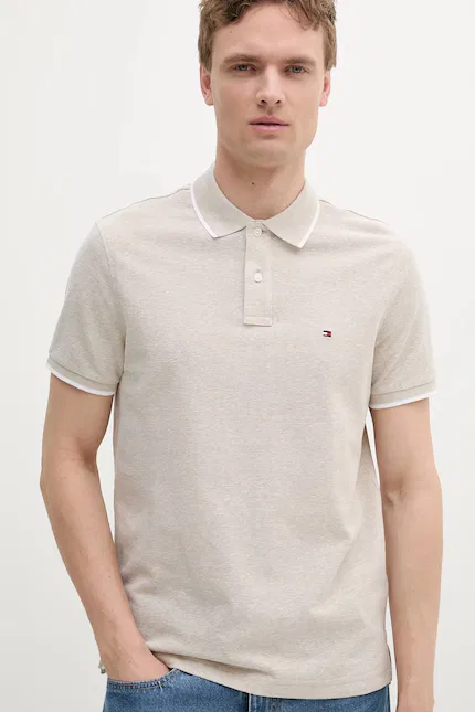 Поло из льна Polo męskie z dodatkiem lnu Tommy Hilfiger, бежевый — фото 3