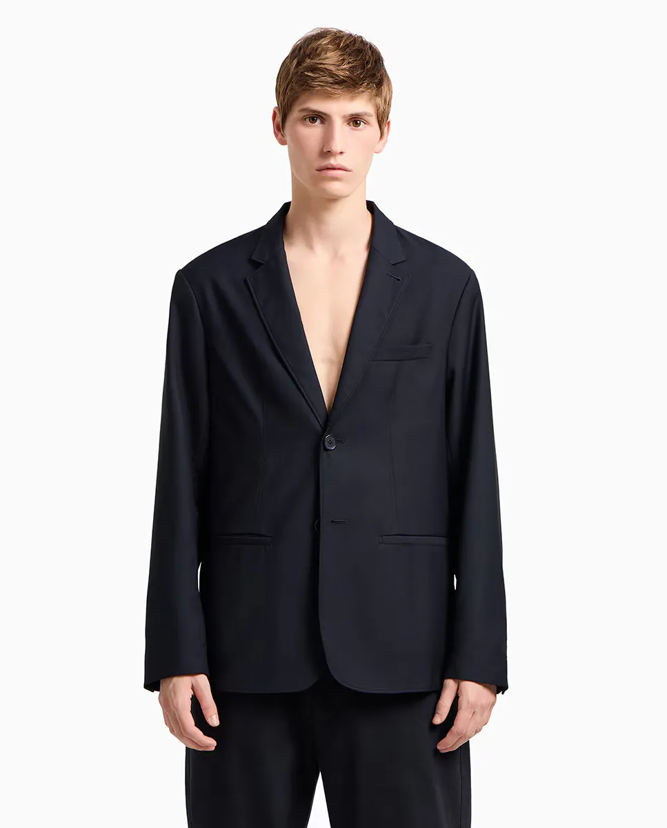 

Мужской пиджак прямого кроя с двумя пуговицами Armani Exchange, темно-синий
