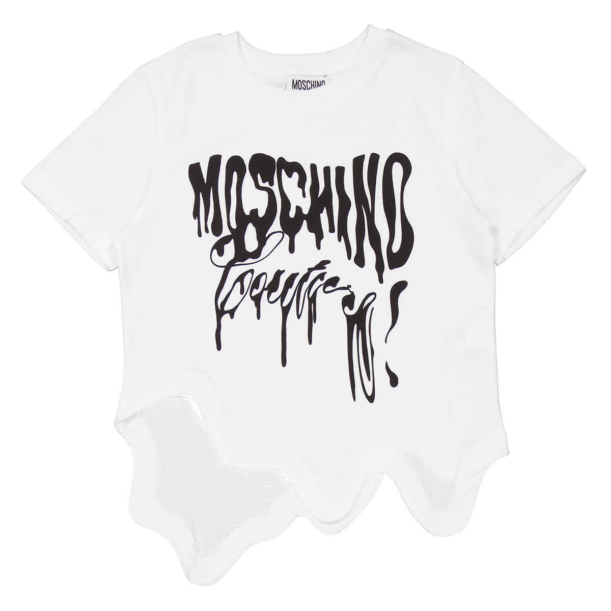 

Футболка Moschino Kids с принтом искаженного логотипа, Bianco Ottico