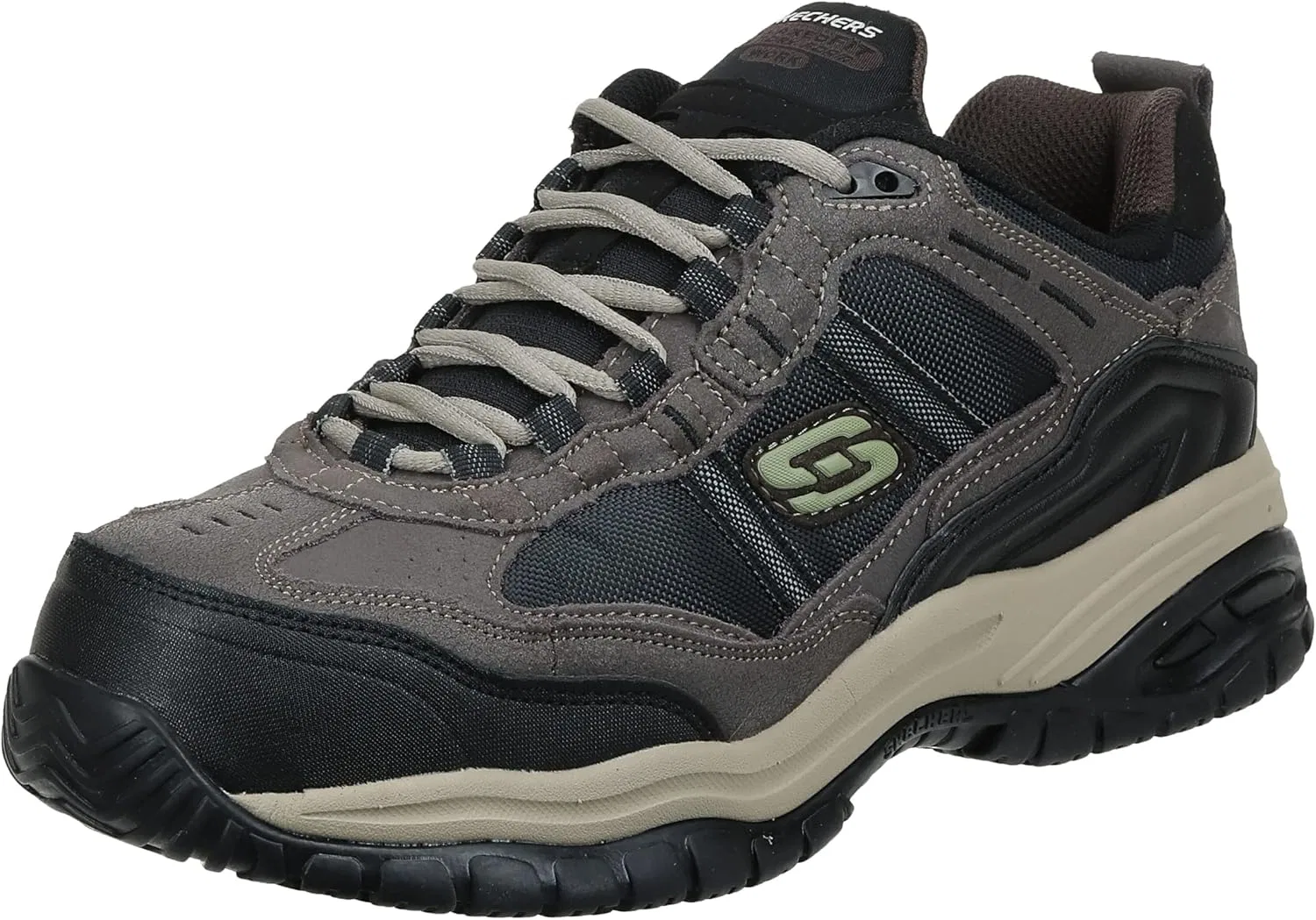 Мужские рабочие кроссовки Skechers Soft Stride Grinnel, 2-Black Leather Black Mesh
