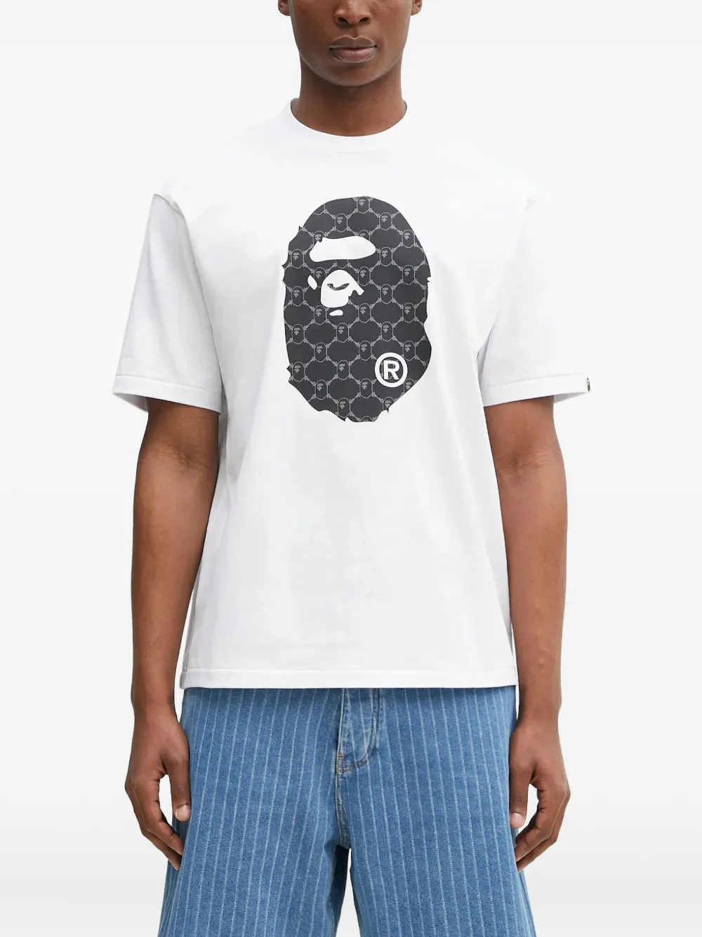 

Футболка College Monogram Ape Head A BATHING APE, белый
