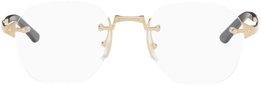 

Золотые квадратные очки Cartier, цвет Gold/Gold/Transparent