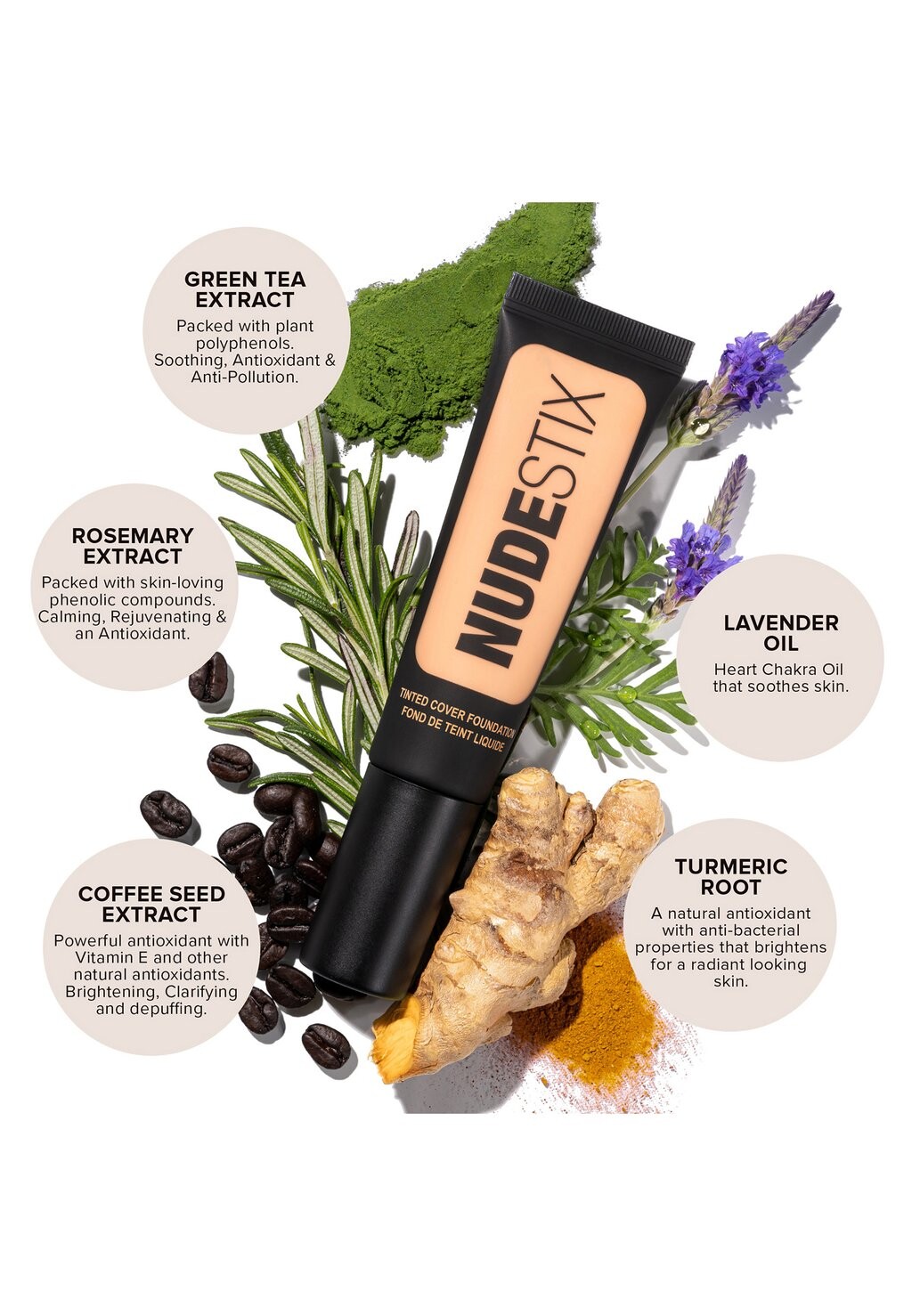 

Тональный крем Tinted Cover Foundation NUDESTIX, нюдовый 3.5
