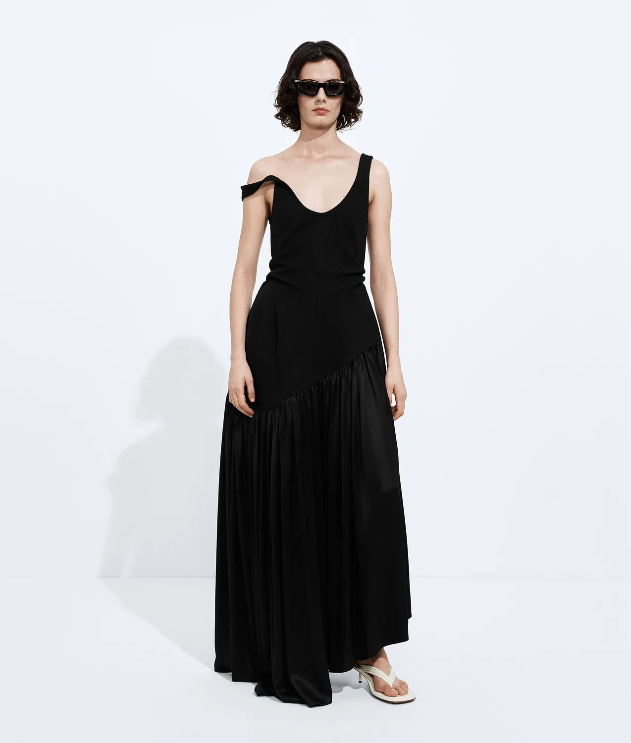 Платье из стретч-хлопка и шелка BOTTEGA VENETA, черный