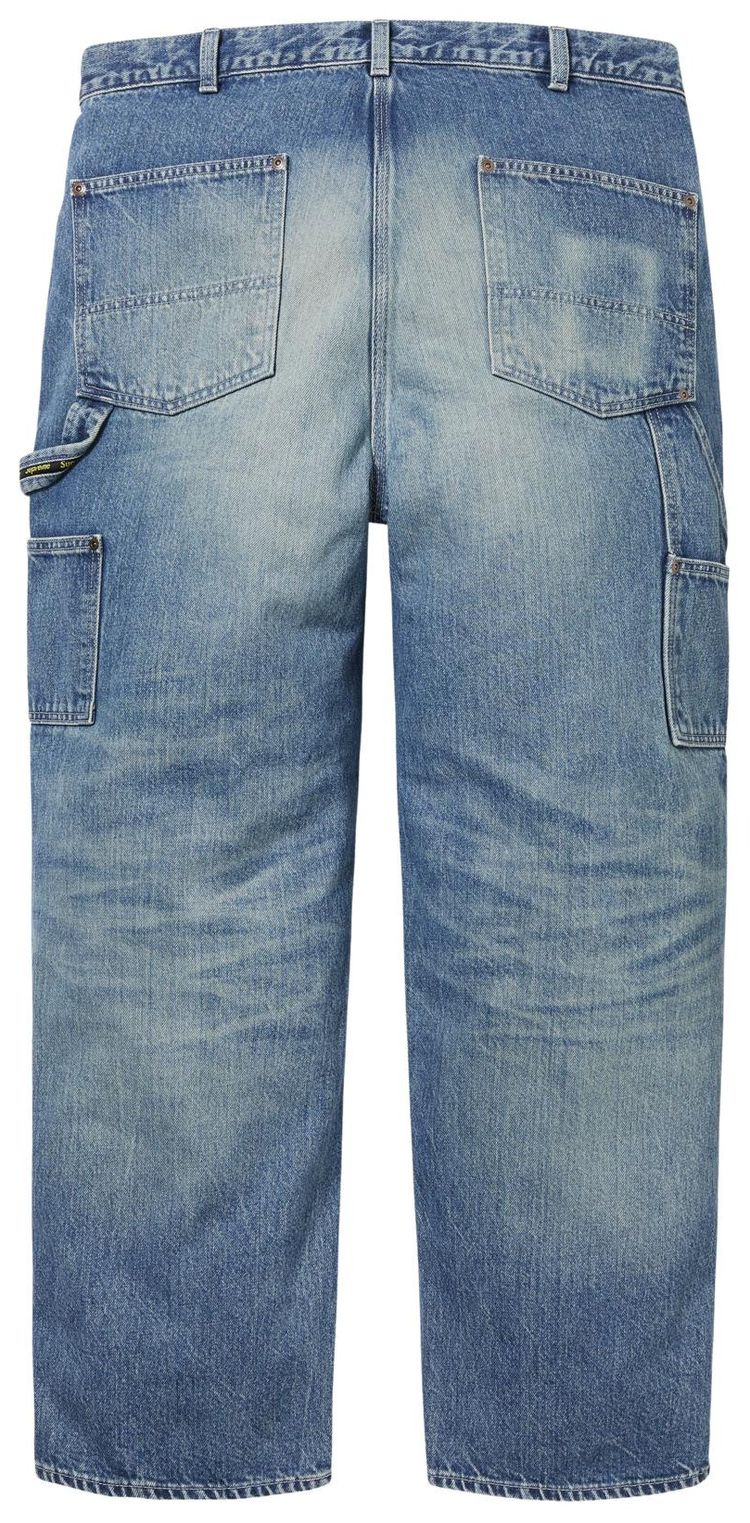 Джинсы Supreme Worn Double Knee Denim Painter Jean цвета «выстиранный индиго» — фото 2