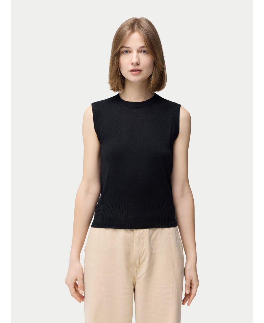 

Женский топ без рукавов из кашемира и шелка Gobi Cashmere, Black-blue graphite