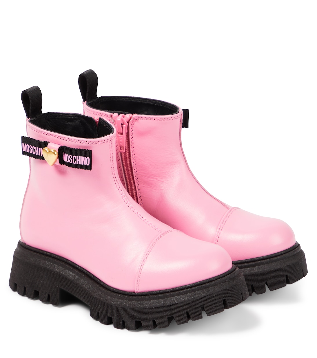 

Кожаные ботильоны с логотипом Moschino Kids, розовый