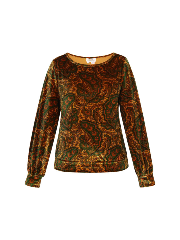 

Женская блузка желтого цвета с разноцветными вставками usha FESTIVAL