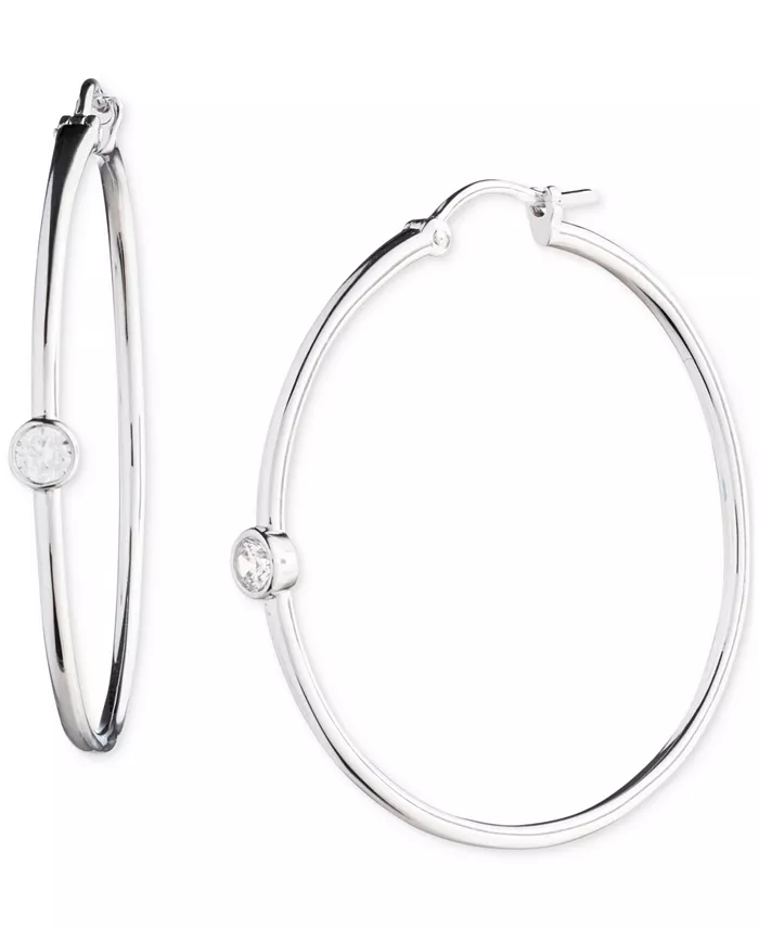 

Серьги-кольца Lauren Sterling Silver с кубическим цирконием, 1,41 дюйма Ralph Lauren, белый