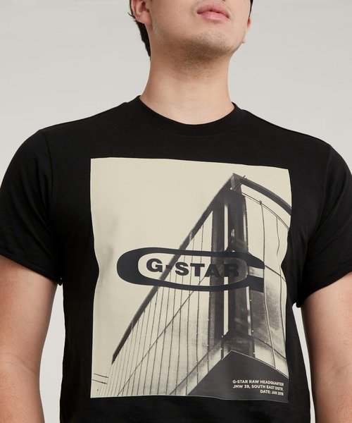 

Футболка классическая с принтом логотипа G-STAR, темно-черный G-STAR Raw