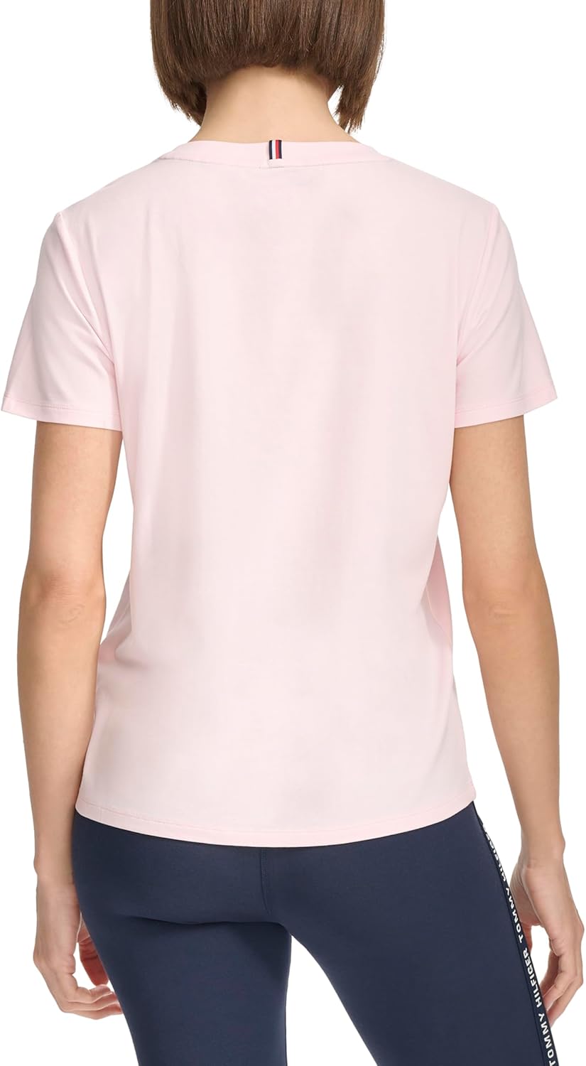 Женская футболка Tommy Hilfiger с многослойным логотипом, Powder Pink — фото 4