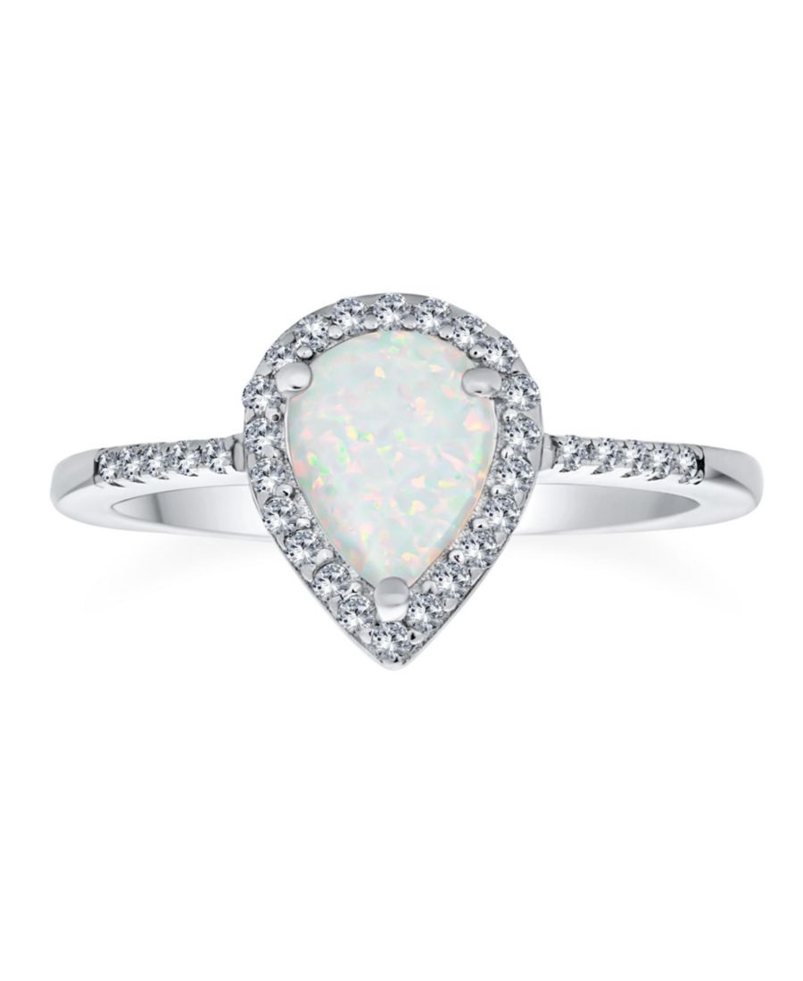 

Изящное кольцо в форме груши с микропаве из фианитов (2-3 карата), украшенное белым синтетическим опалом, из стерлингового серебра Bling Jewelry, White