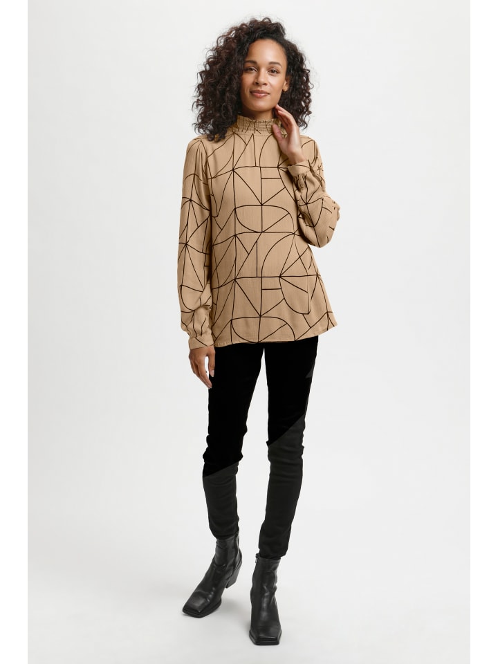 

Блузка Kaffe, цвет camel/black lines print