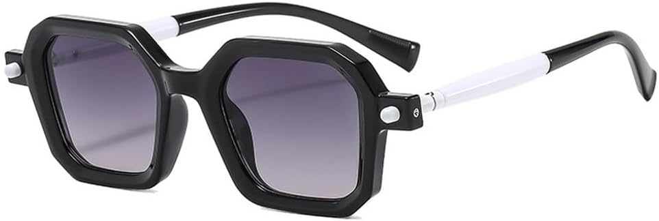 

Ретро двухцветные женские солнцезащитные очки с градиентным переходом цвета, защита от УФ-излучения UV400, мужские очки с заклепками и прозрачной оправой TKKTLLT, Black Gray Gradient