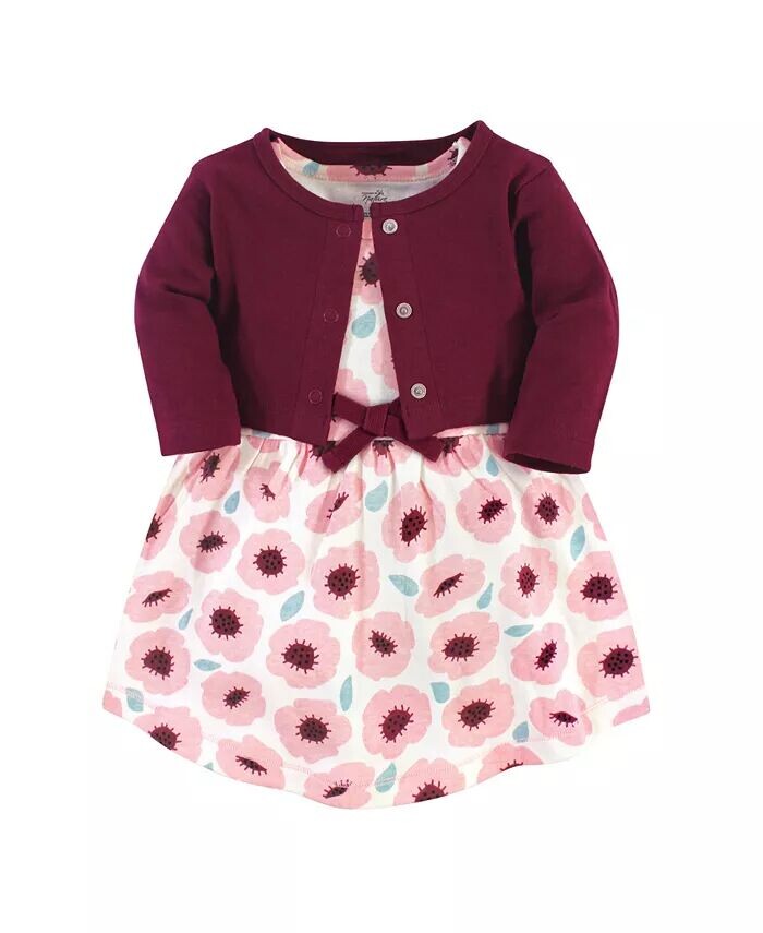 

Комплект из 2 предметов платья и кардигана из органического хлопка для маленьких девочек, Blush Blossom Touched By Nature, красный