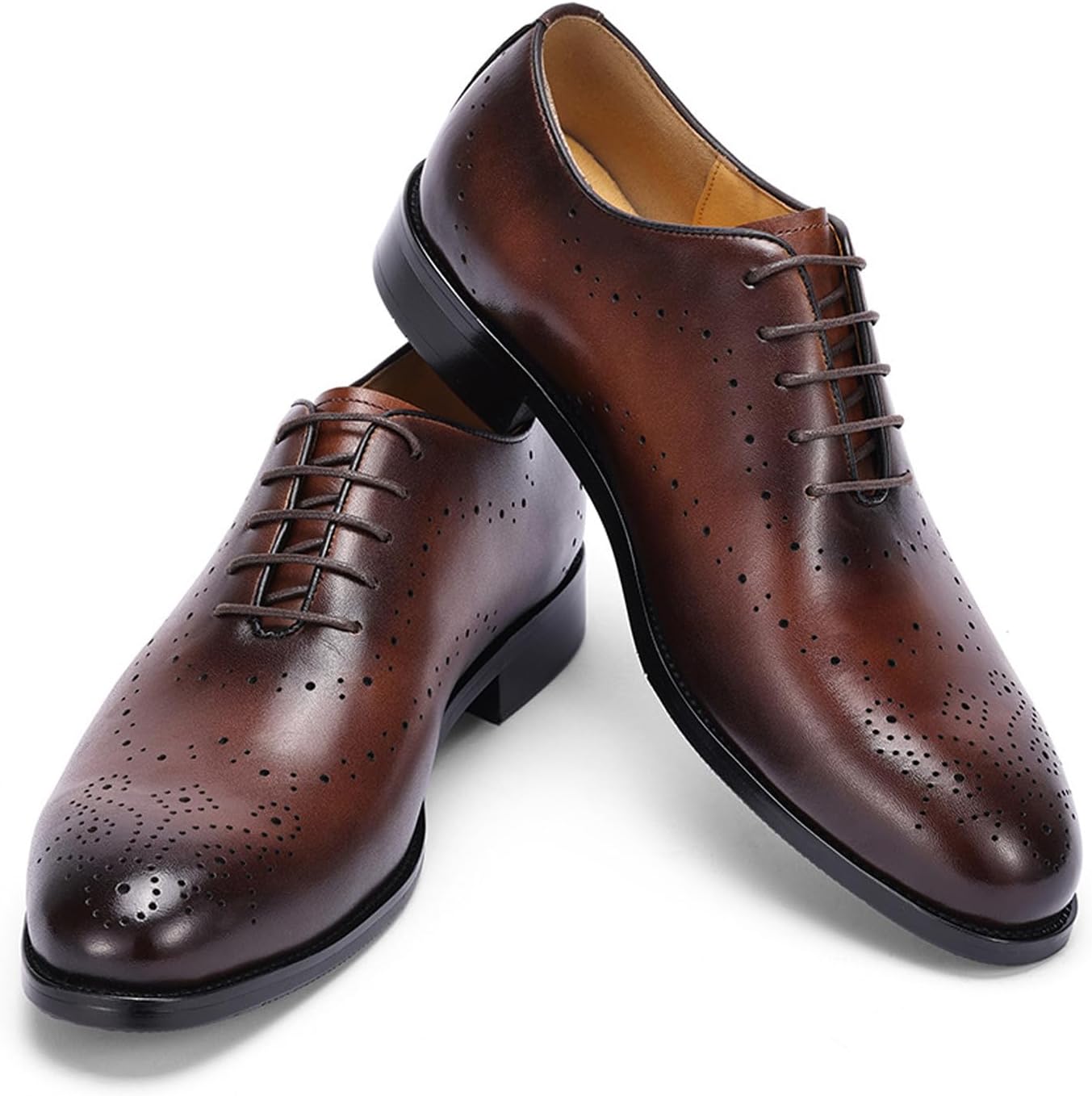 

Мужские классические туфли Santimon Oxfords - дерби из натуральной кожи для свадеб, бизнеса, выпускного и смокинга - стильные и удобные броги Wingtips Oxfords для мужчин, Coffee